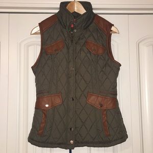 Olive quilted vest
